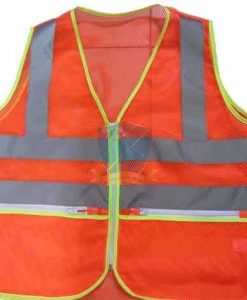 Áo lưới màu cam phản quang bạc có túi