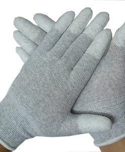 Găng tay chống tĩnh điện phủ ngón màu xám