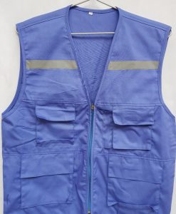 Áo gile túi hộp , tất cả vải màu xanh dương